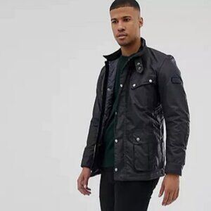 Sage ~ Barbour Tourer DUKE Waxed Motorcycle Jacket MSRP$485 British Heritage